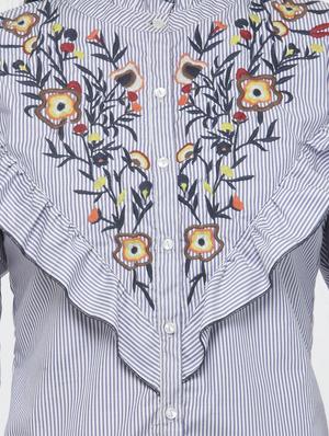 blue striped embroidered shirt - 14919728 - Standard Image - 4