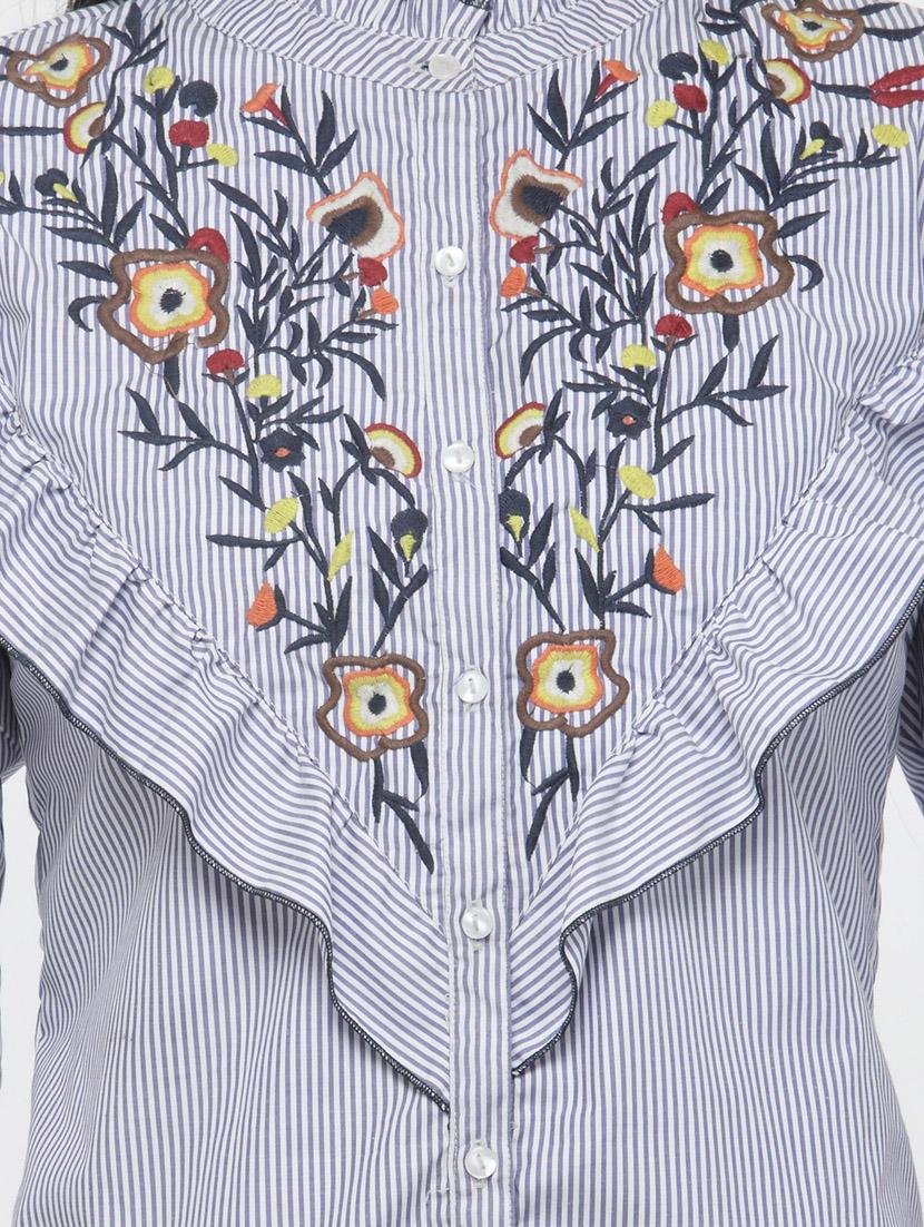 blue striped embroidered shirt - 14919728 - Zoom Image - 4
