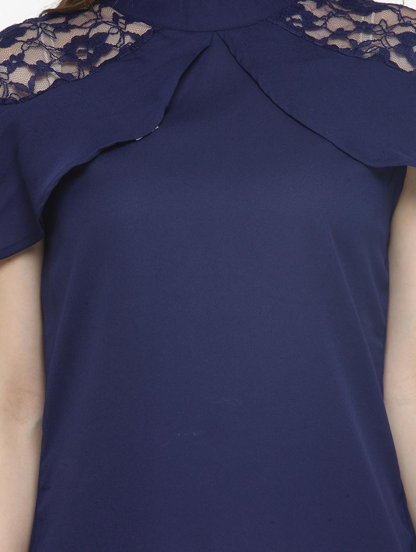navy blue laced top - 14919779 - Zoom Image - 4