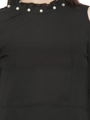 solid black cold shoulder top - 14919782 - Standard Image - 4