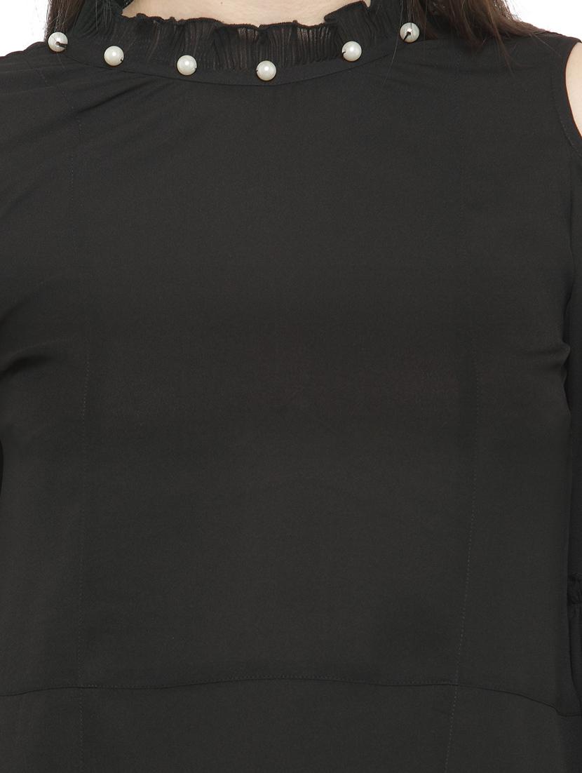 solid black cold shoulder top - 14919782 - Zoom Image - 4