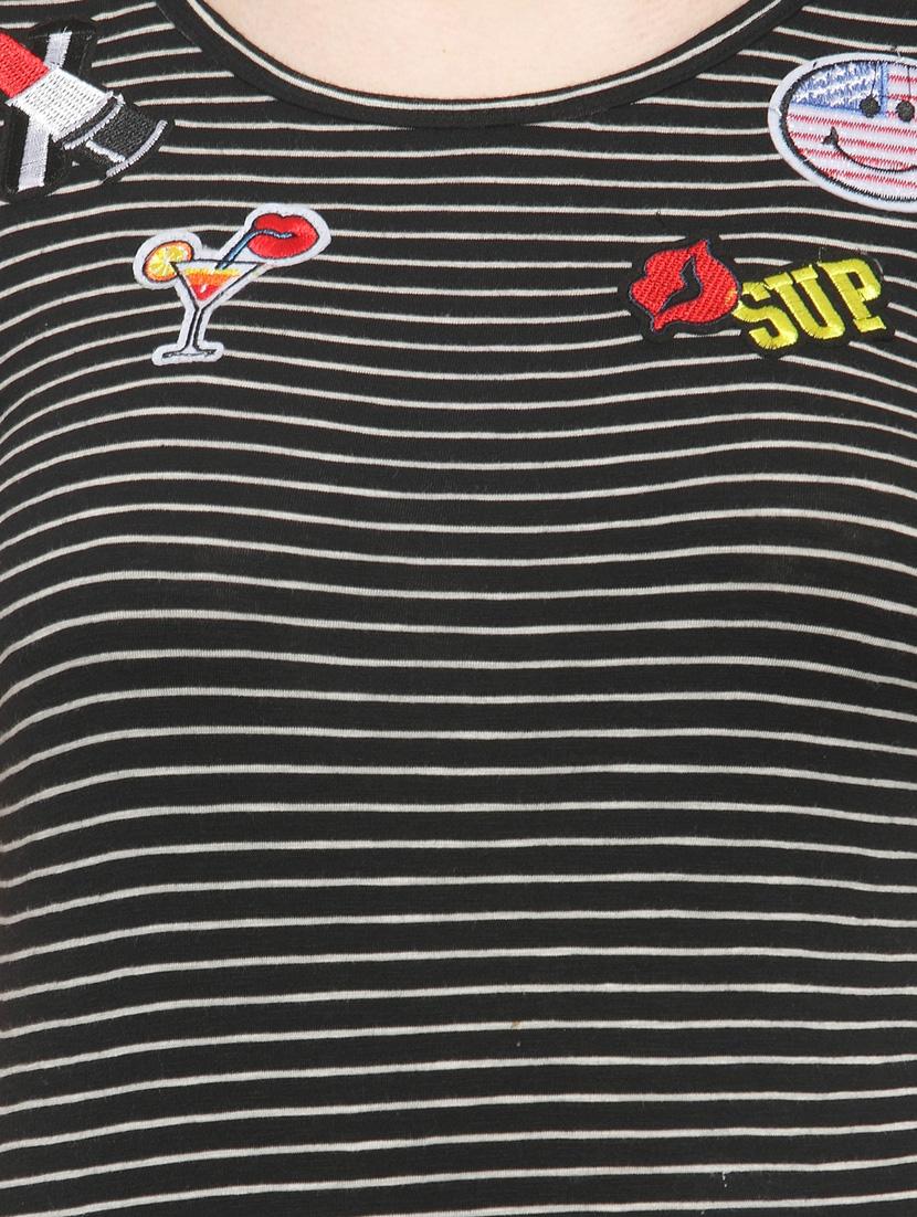 black striped cotton tee - 14919783 - Zoom Image - 4
