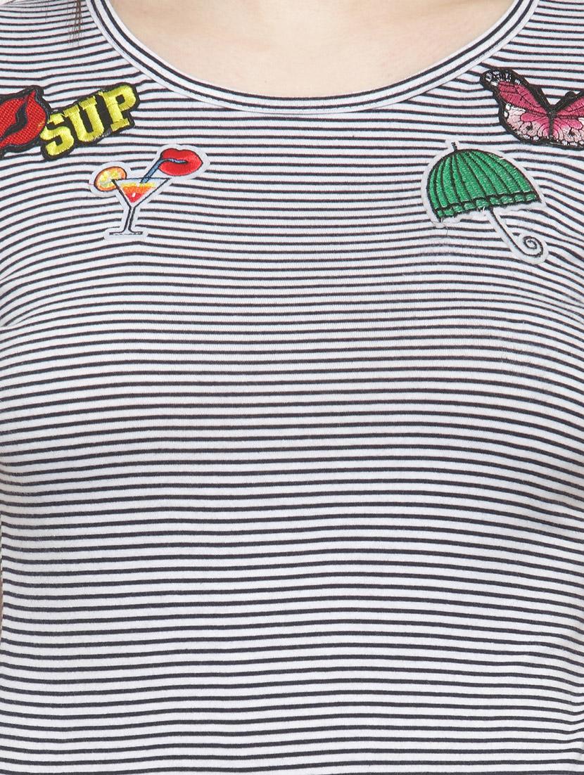 black striped cotton tee - 14919786 - Zoom Image - 4