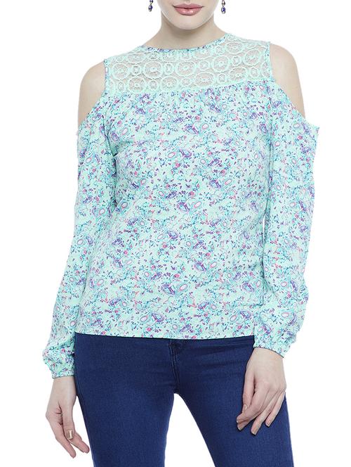 green printed crepe top - 14920397 - Very Small Image - 1