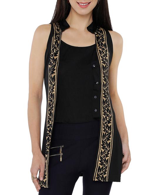 black synthetic layered kurti - 14920615 - Standard Image - 1