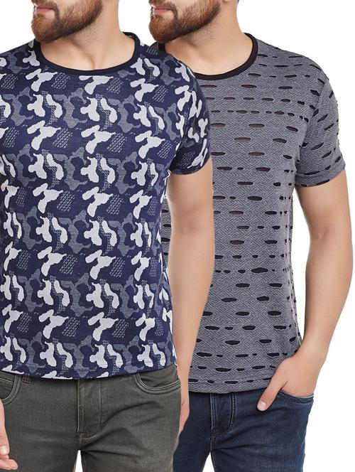 multi colored cotton combos t-shirt (set of 2) - 14921867 - Very Small Image - 1
