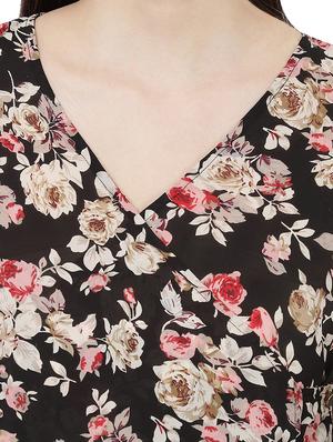 flared sleeved floral wrap top - 14923848 - Standard Image - 4