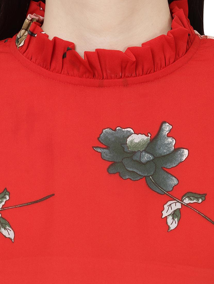 frilled neck drawstring waist top - 14923849 - Zoom Image - 4