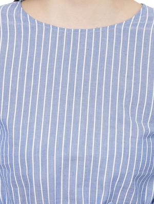 light blue striped front tie up top - 14923879 - Standard Image - 4