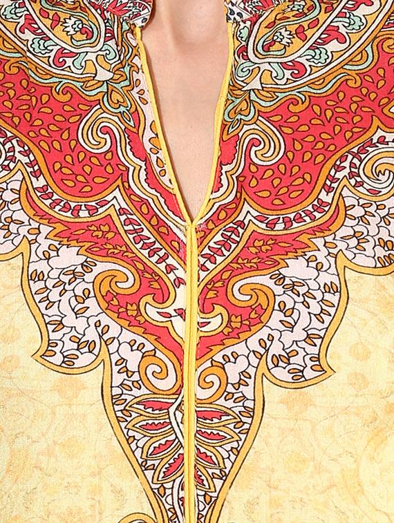 yellow rayon straight kurta - 14924537 - Zoom Image - 4