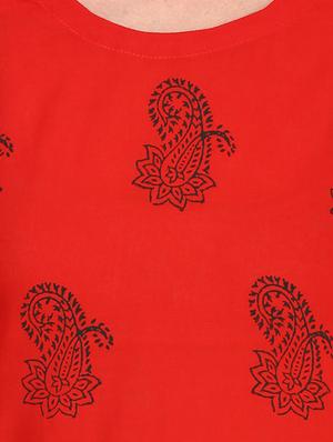 red cotton straight kurta - 14924546 - Standard Image - 4