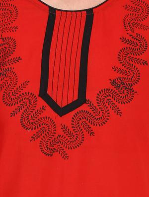 red cotton straight kurta - 14924547 - Standard Image - 4