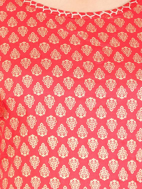 red rayon straight kurta - 14926006 - Zoom Image - 4