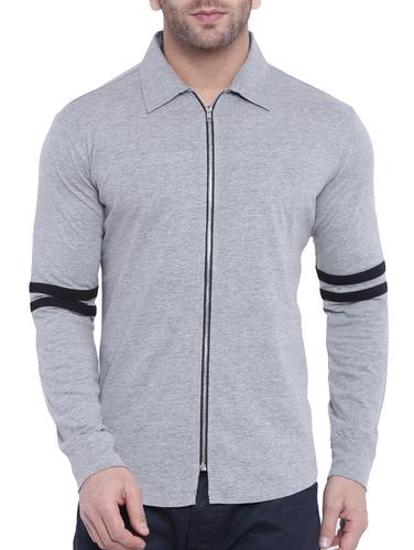 grey cotton casual jacket - 14926521 - Very Small Image - 1