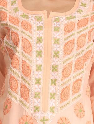 ada peach cotton straight kurta - 14926671 - Standard Image - 4