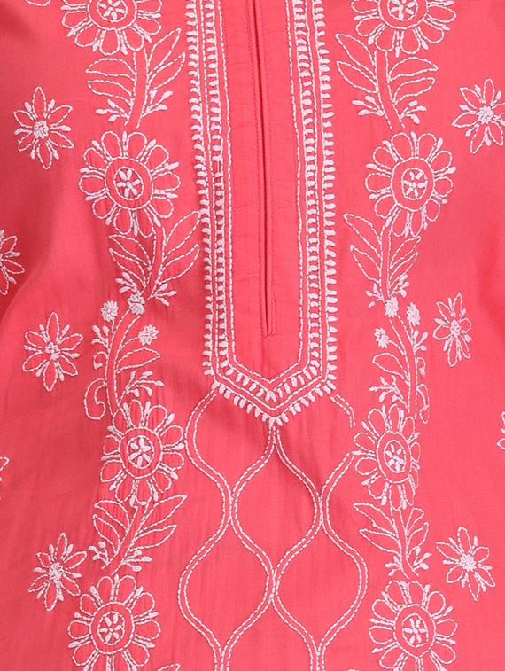 ada pink cotton straight kurta - 14926681 - Zoom Image - 4
