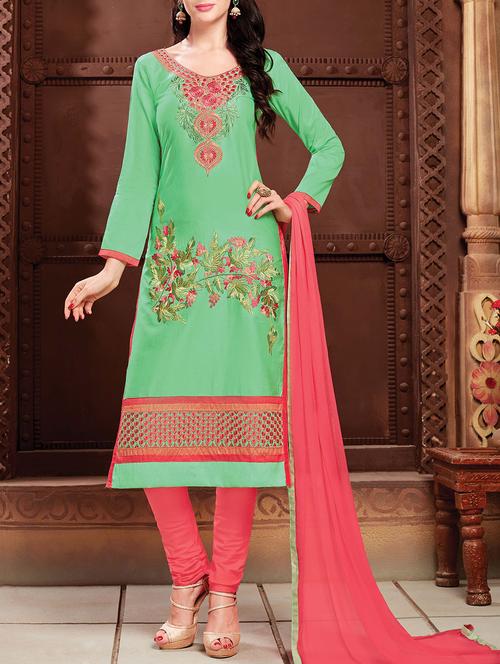 embroidered unstitched churidaar suit - 14927554 - Standard Image - 1