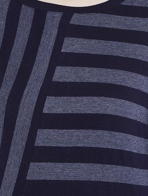 Navy blue striped asymmetrical tunic - 14929587 - Standard Image - 4
