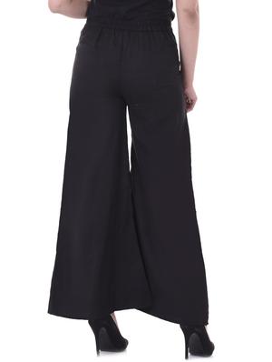 black rayon flared palazzo - 14931287 - Standard Image - 4