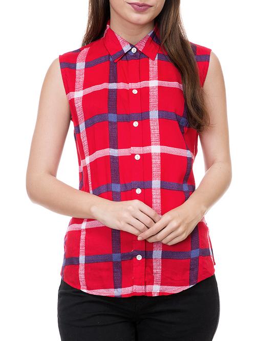 curved hem checkered shirt - 14933661 - Standard Image - 1