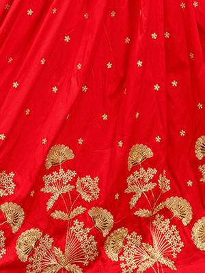 red silk flared lehenga - 14935300 - Standard Image - 4