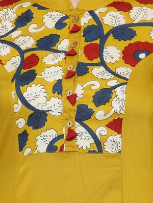 yellow viscose aline kurta - 14935777 - Standard Image - 4