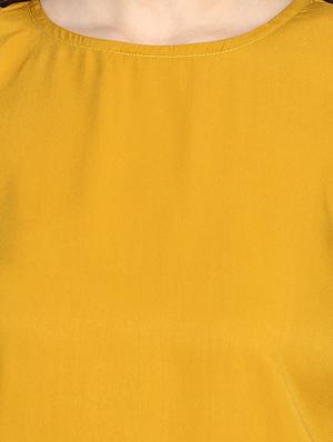 solid yellow cold shoulder top - 14936280 - Standard Image - 4