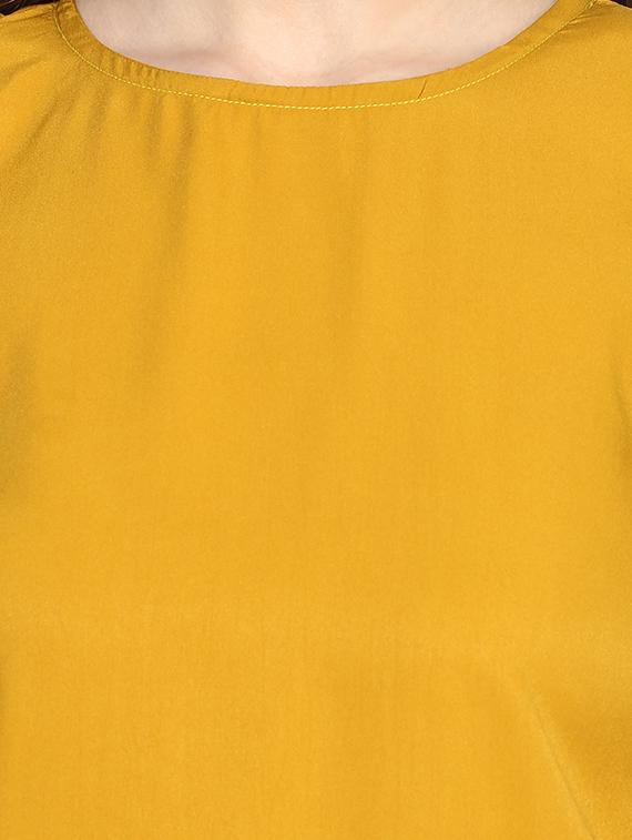 solid yellow cold shoulder top - 14936280 - Zoom Image - 4