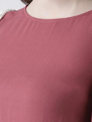 solid maroon rayon top - 14937696 - Standard Image - 4