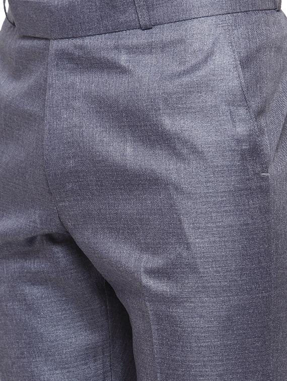 grey cotton blend flat front formal trouser - 14945140 - Zoom Image - 4
