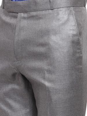 grey cotton blend flat front formal trouser - 14945143 - Standard Image - 4
