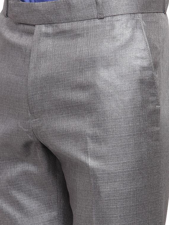 grey cotton blend flat front formal trouser - 14945143 - Zoom Image - 4