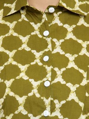 mehandi cotton flared kurta - 14947772 - Standard Image - 4