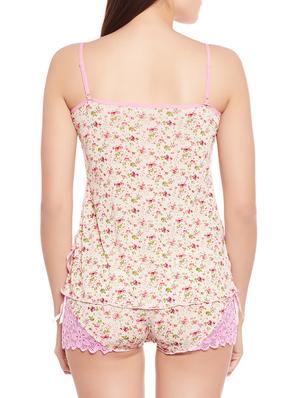 beige printed nightwear set - 14948425 - Standard Image - 4