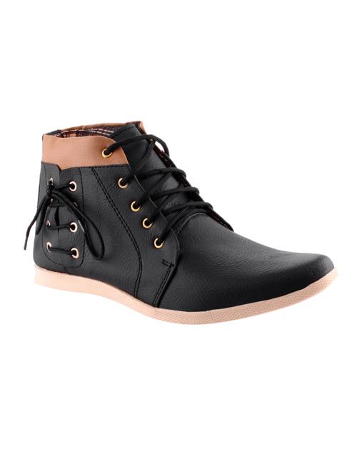 black leatherette low ankle boot - 14953255 - Standard Image - 1