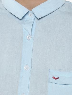 light blue cotton blend shirt - 14954925 - Standard Image - 4