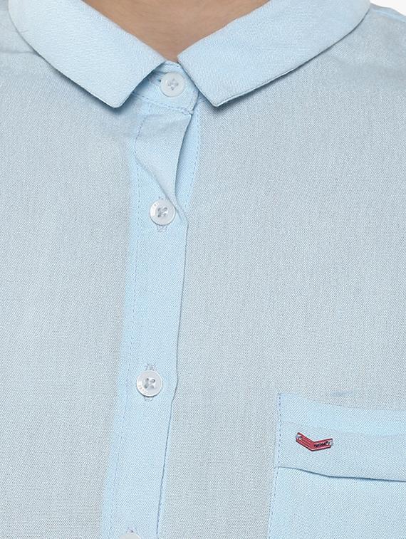 light blue cotton blend shirt - 14954925 - Zoom Image - 4