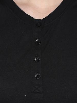 solid black henley tee - 14954943 - Standard Image - 4