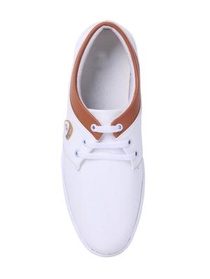 white leatherette lace up sneaker - 14957367 - Standard Image - 4