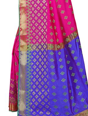 pink patola silk saree with blouse - 14958477 - Standard Image - 4