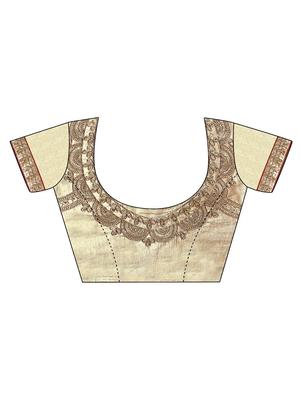 gold net embroidered panelled lehenga - 14959772 - Standard Image - 4