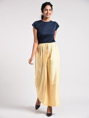gold solid cotton palazzo - 14961917 - Standard Image - 4