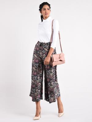 black printed rayon palazzo - 14961921 - Standard Image - 4