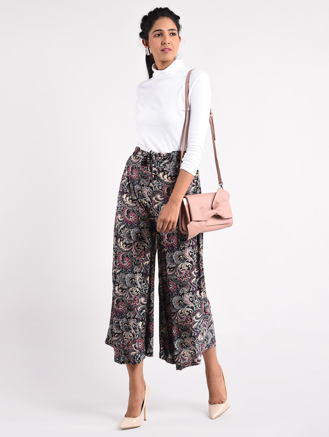 black printed rayon palazzo - 14961921 - Zoom Image - 4