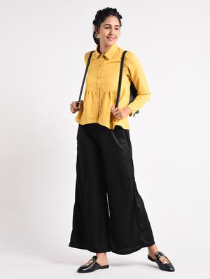 black solid rayon palazzo - 14961941 - Standard Image - 4