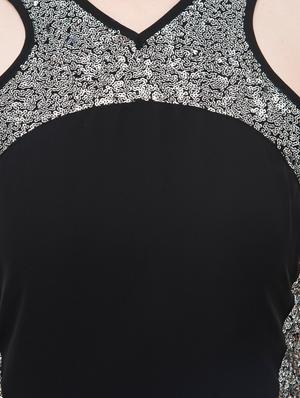 black solid crepe gown dress - 14964138 - Standard Image - 4