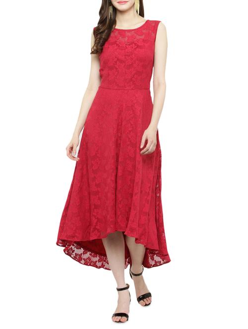 embroidered mesh asymmetric hem dress - 14966351 - Standard Image - 1