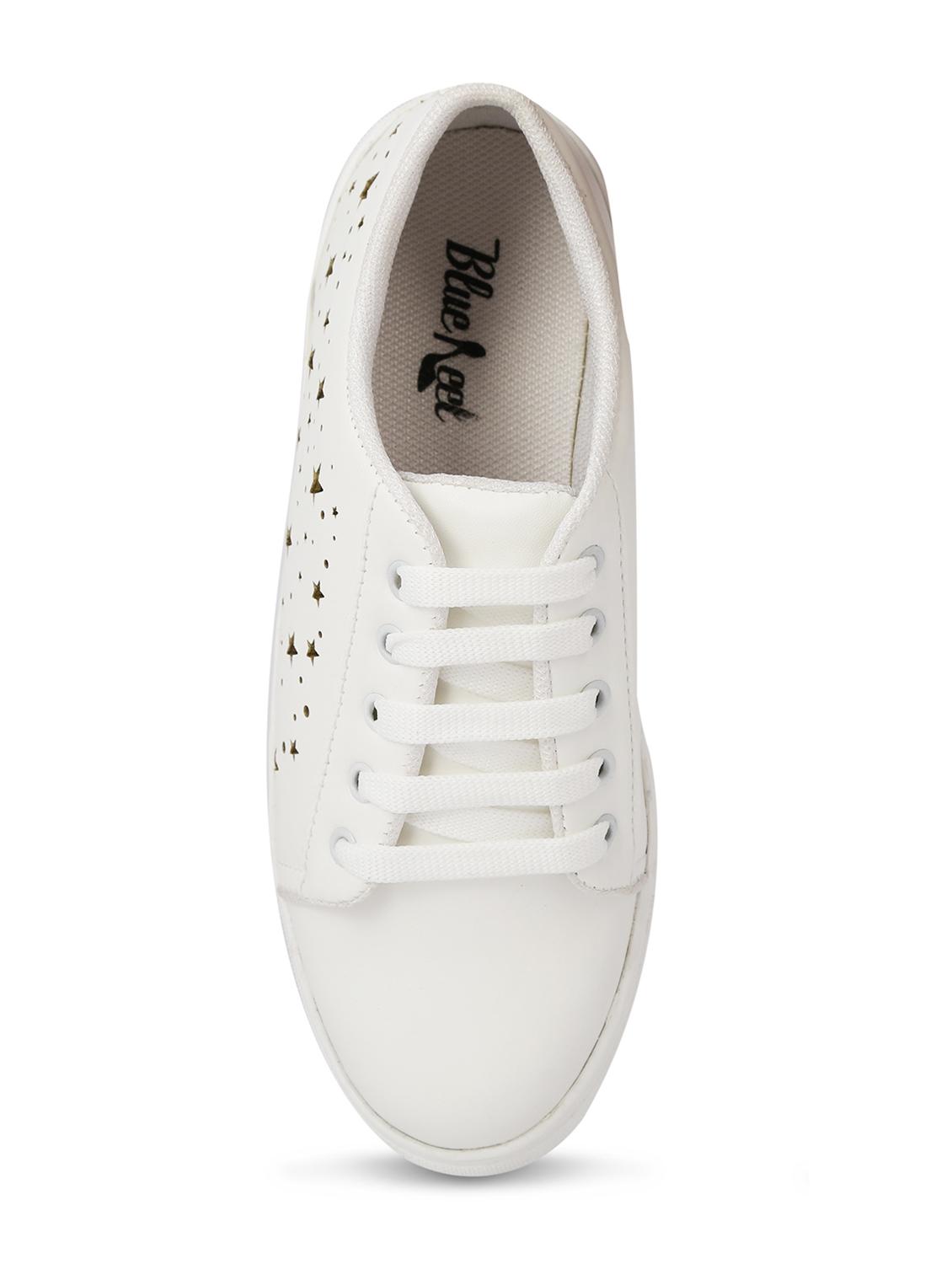 white leatherette laceup sneakers - 14968310 - Zoom Image - 4
