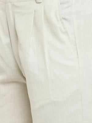 beige solid pleated trouser - 14972293 - Standard Image - 4