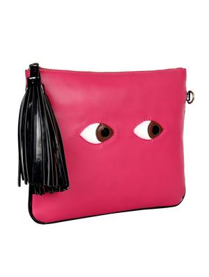 pink leatherette pouch clutch - 14973574 - Standard Image - 4